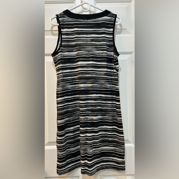 Lands' End Women's Cotton Jersey Dress Sleeveless With Pockets Black White Sz M - Picture 2 of 8